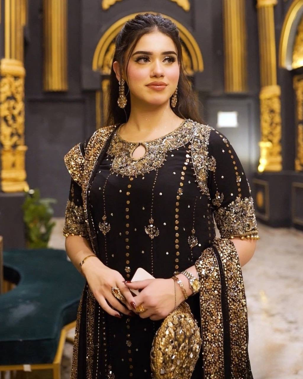 SEEFAT | LUXURYEMPORIUM | New Premium Collection With Embroidery And Sequence Worked Top-Bottom And Dupatta