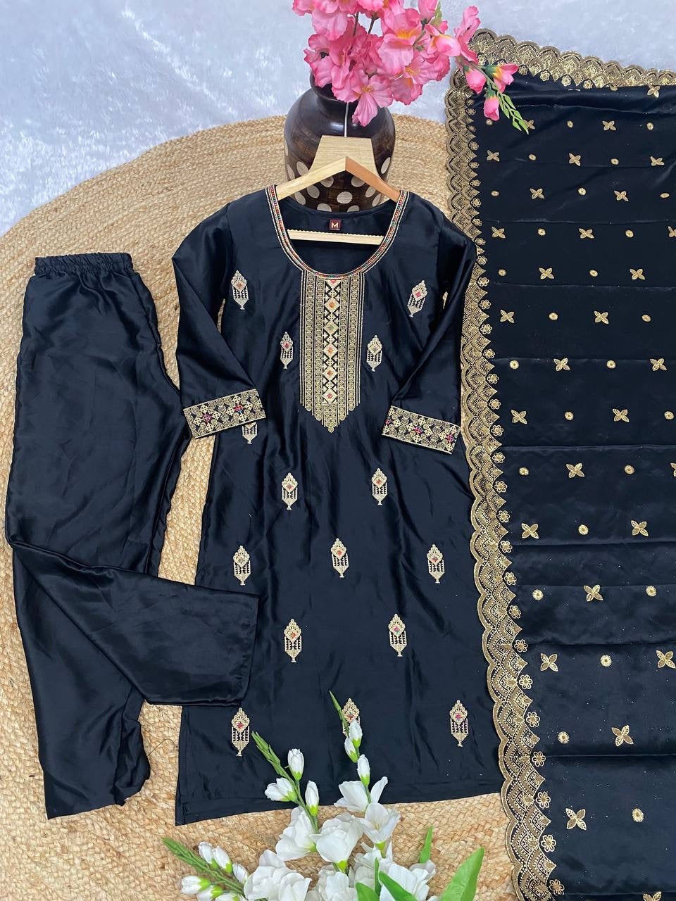 Royal black Kurti set Luxury Emporium