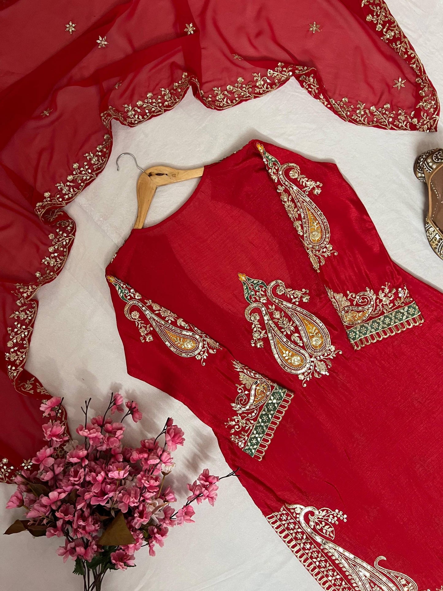 REHBAREEN| LUXURYEMPORIUM | Beautiful Thread & 5mm sequins embroidery work & Fully Stich Blouse| PARTYWEAR SUit|