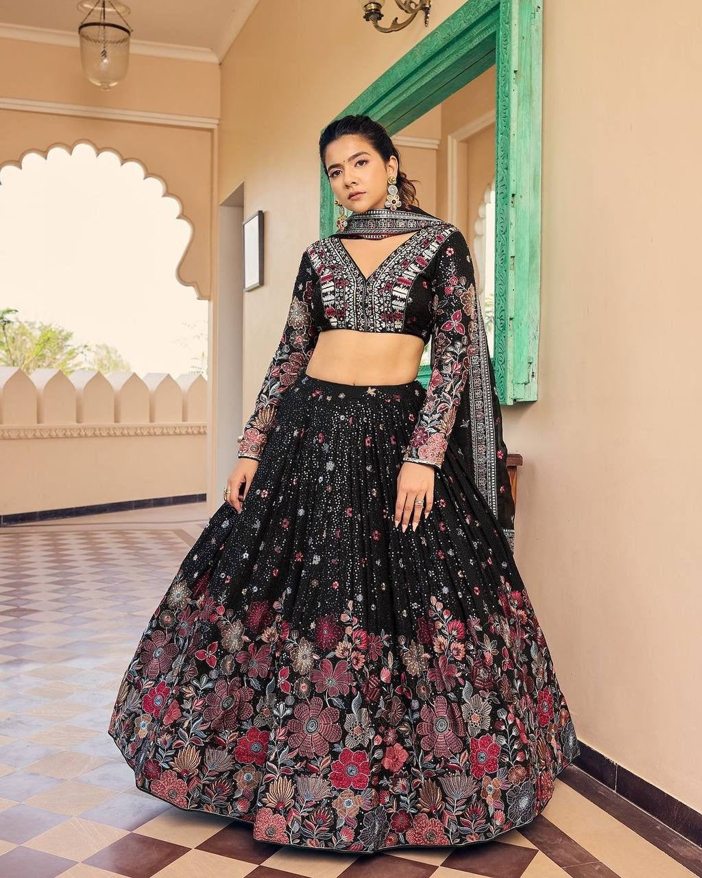 LUXURY EMPORIUM | BLACK LEHENGA CHOLI COCKTAIL PARTY|