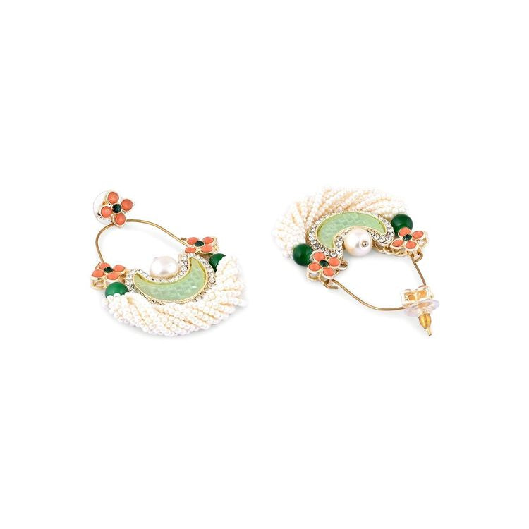 Zaveri Pearls
Green & Peach Dazzling Stones Crescent Ethnic Dangle Earring