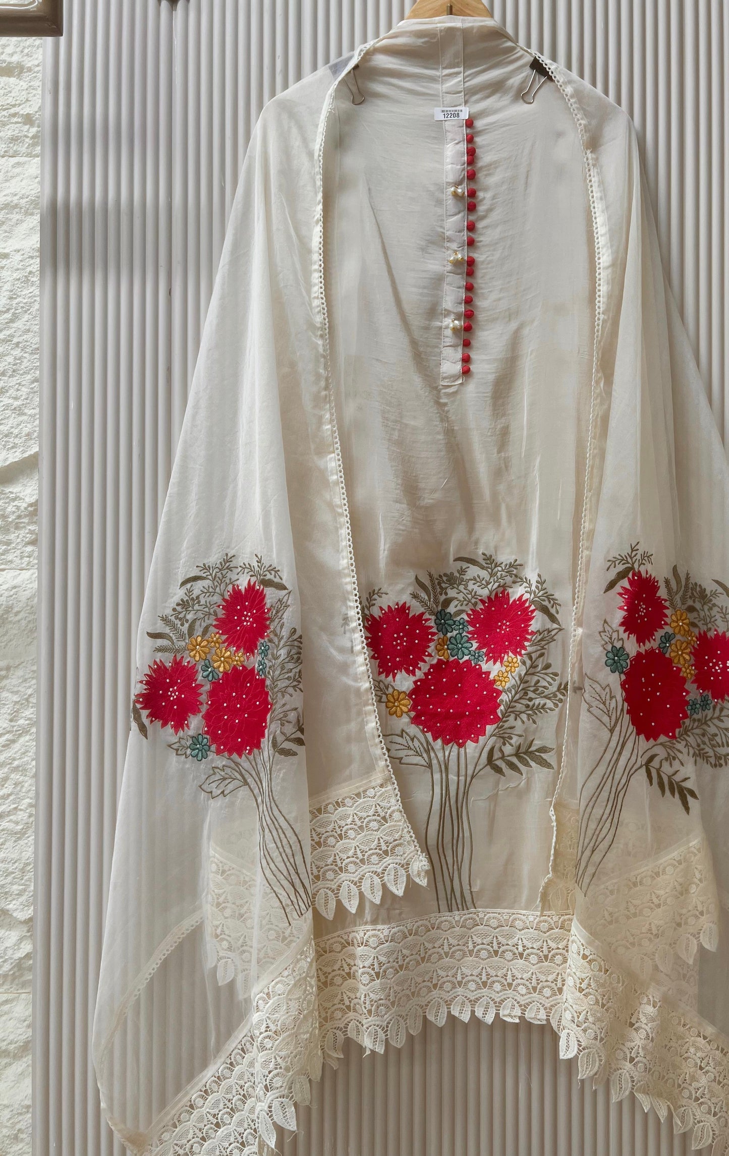 PASTELWHITE ORGANZA UNSTITCHED | LUXURY EMPORIUM