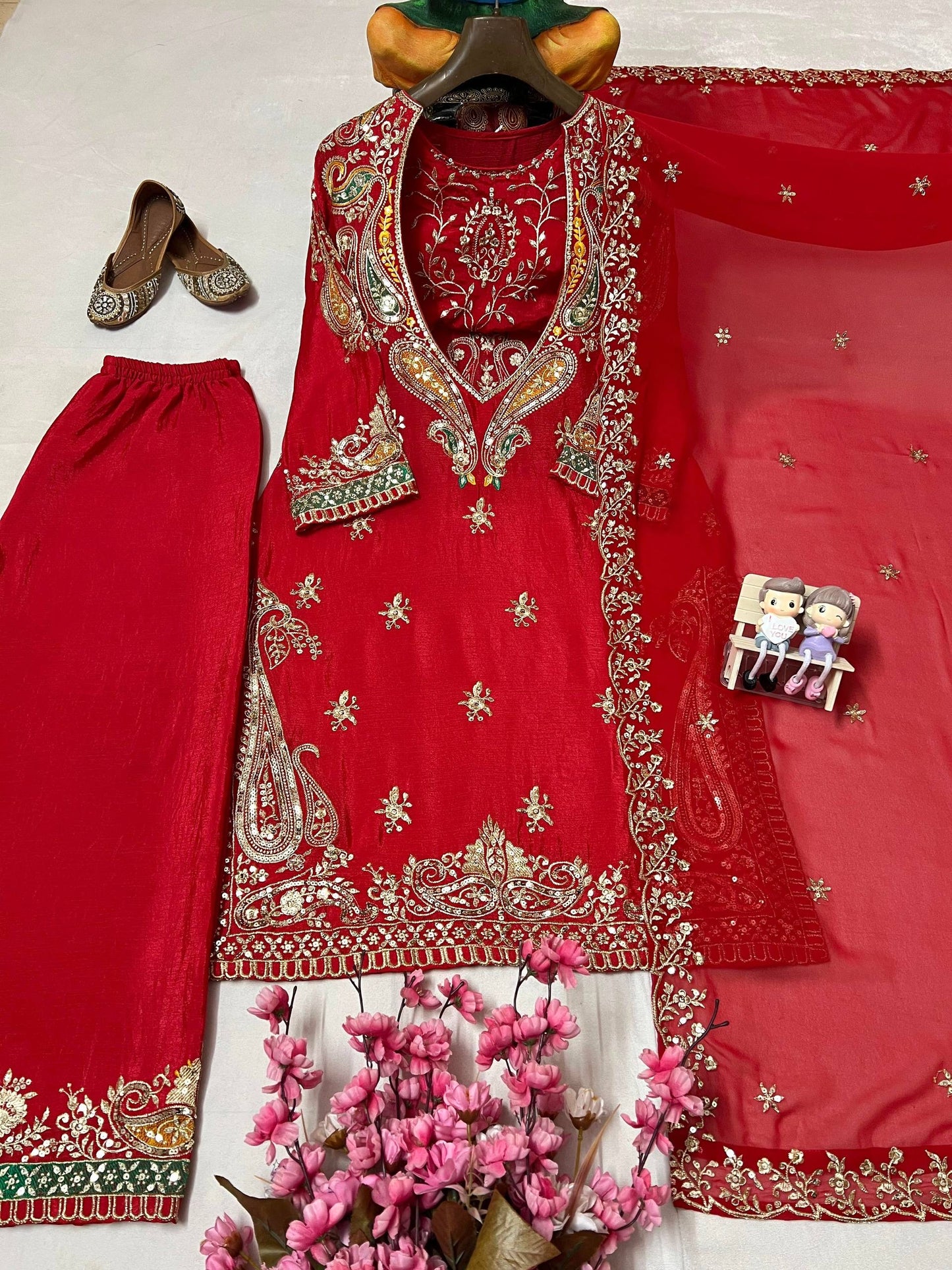 REHBAREEN| LUXURYEMPORIUM | Beautiful Thread & 5mm sequins embroidery work & Fully Stich Blouse| PARTYWEAR SUit|