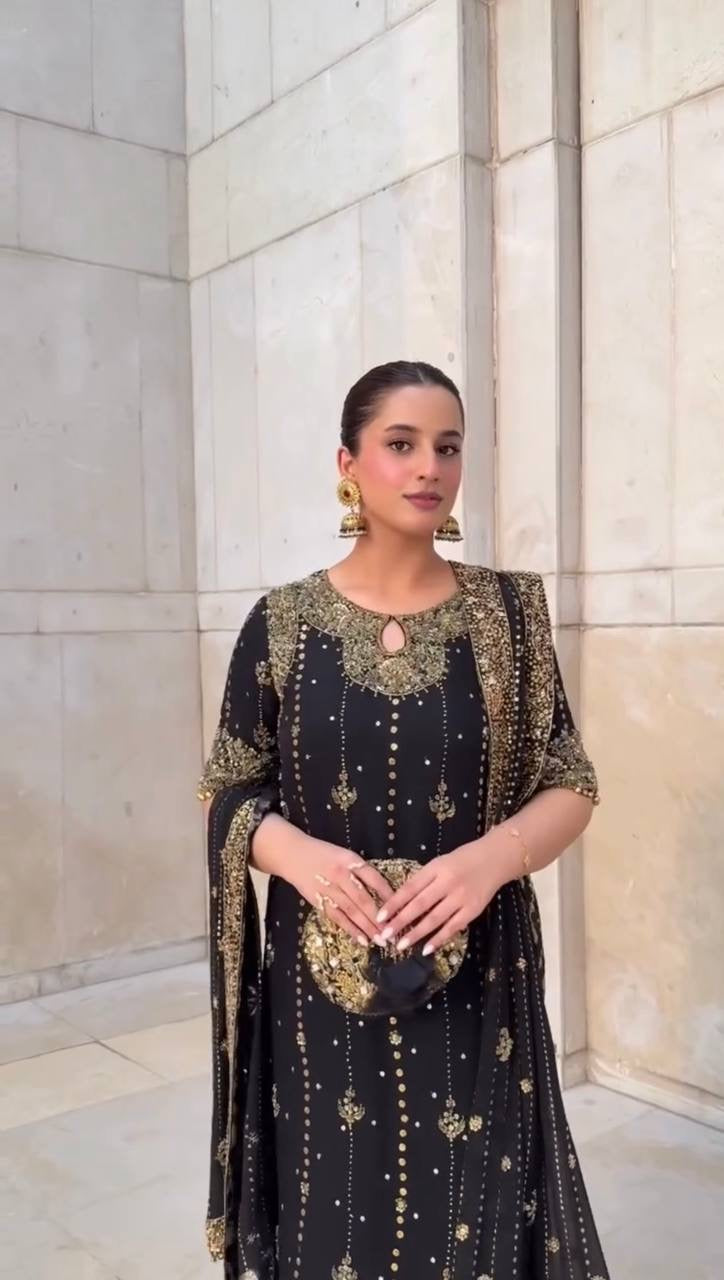 SEEFAT | LUXURYEMPORIUM | New Premium Collection With Embroidery And Sequence Worked Top-Bottom And Dupatta