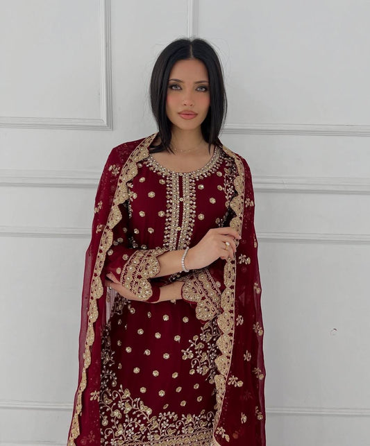 Rangreet|  Heavy Embroidery And Sequence Work With Cut Work  | LUXURYEMPORIUM