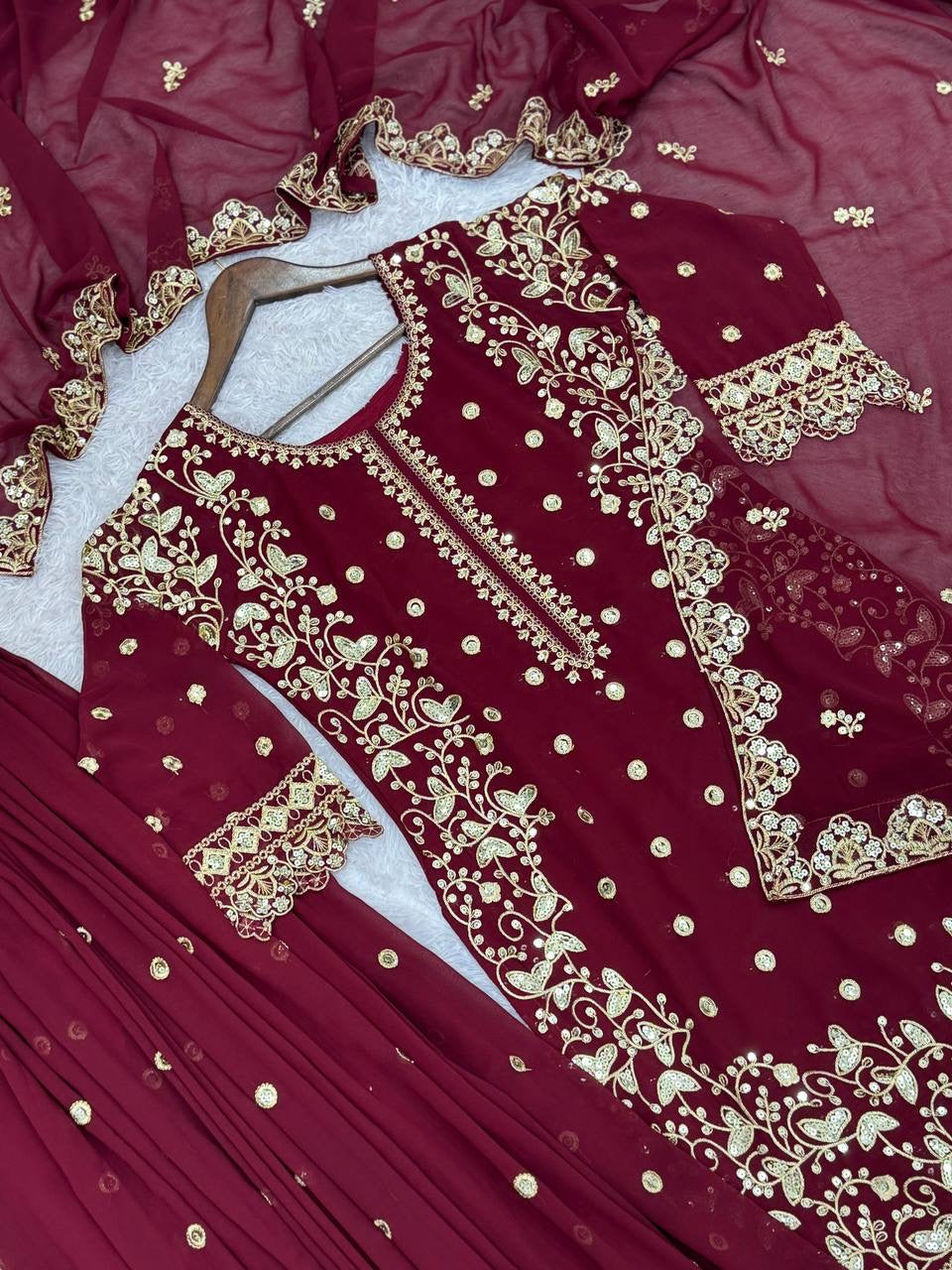 Rangreet|  Heavy Embroidery And Sequence Work With Cut Work  | LUXURYEMPORIUM