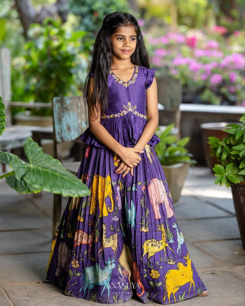 Kalam Kari Printed &  Embroidered -Work  Stitched Lahenga -Blouse  Season