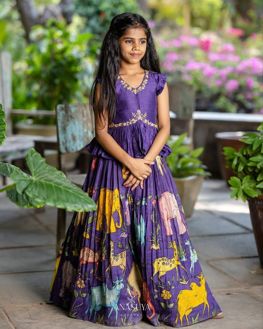 Kalam Kari Printed &  Embroidered -Work  Stitched Lahenga -Blouse  Season