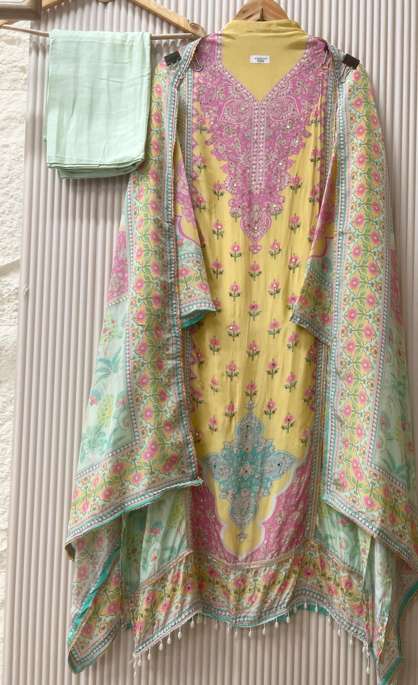 RUBAROO MUSLIN | UNSTITCHED SUIT WITH PASTEL SHADES | LUXURY EMPORIUM
