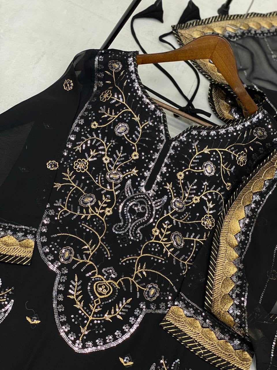 DESIGNER WEAR TRENDING FAUX GEORGETTE TOP WITH SEQUANCE  EMBROIDERED WORK AND PANT WITH DUPATTA| LUXURY EMPORIUM