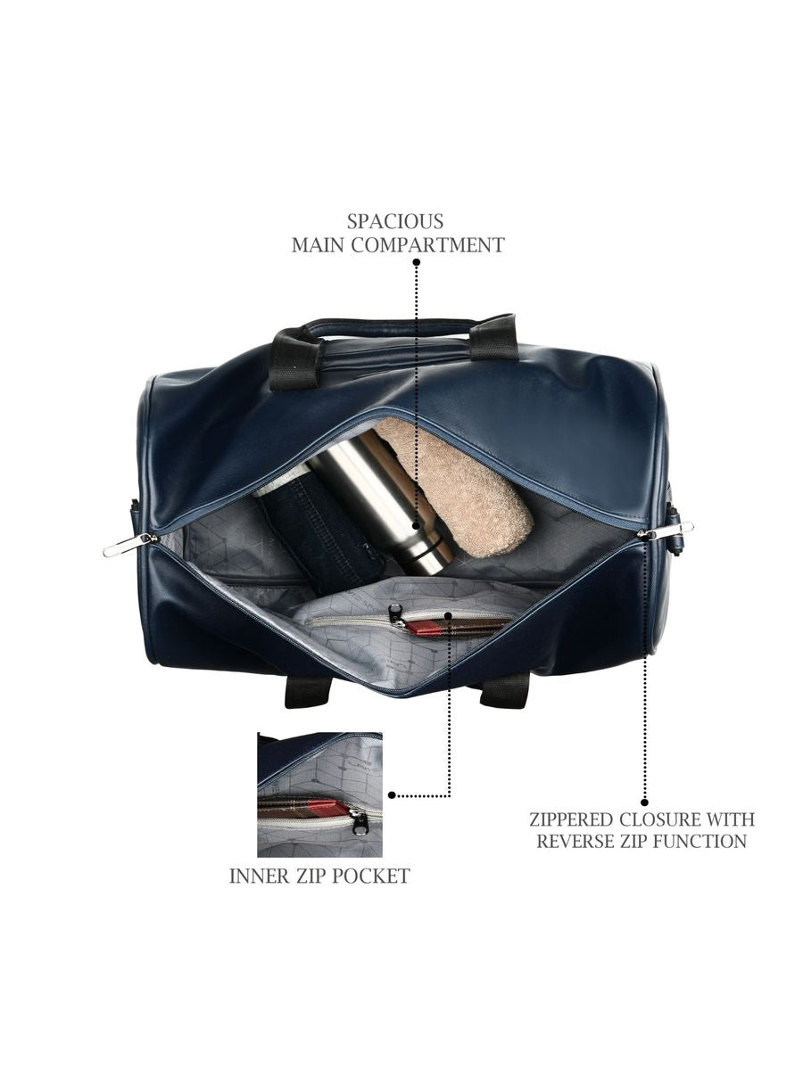 Lavie  Leather Unisex Duffle Bag (Navy) (M)| LUCKILY THE BEST ~ | gym bags