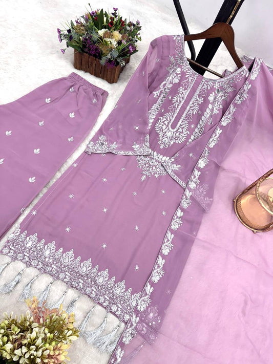 Luxuryemporium | GEORGETTE HEAVY WORK PLAZZO SET