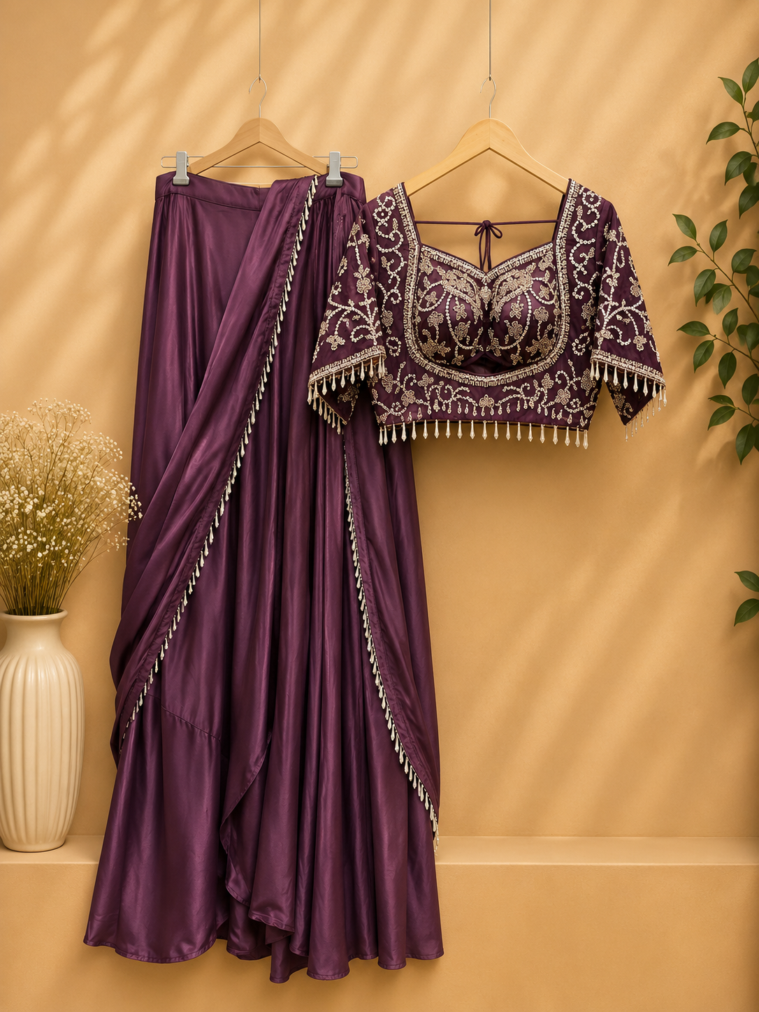 Elegance Designer Drape Lehenga Set | Free size upto S-3XL | LUXURY EMPORIUM
