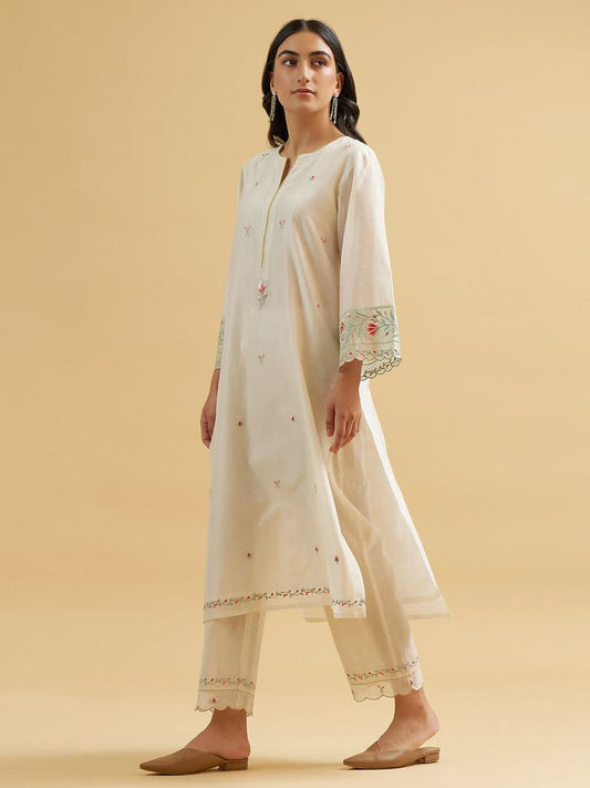 Embroidered Cotton Kurta and Pant Set| LUXURYEMPORIUM | JaipurKurti