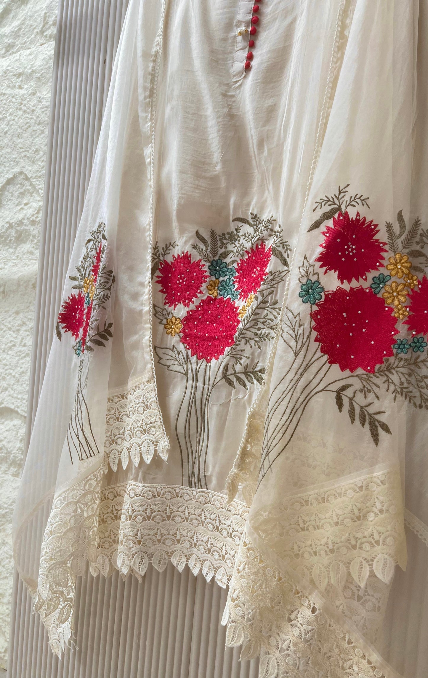 PASTELWHITE ORGANZA UNSTITCHED | LUXURY EMPORIUM