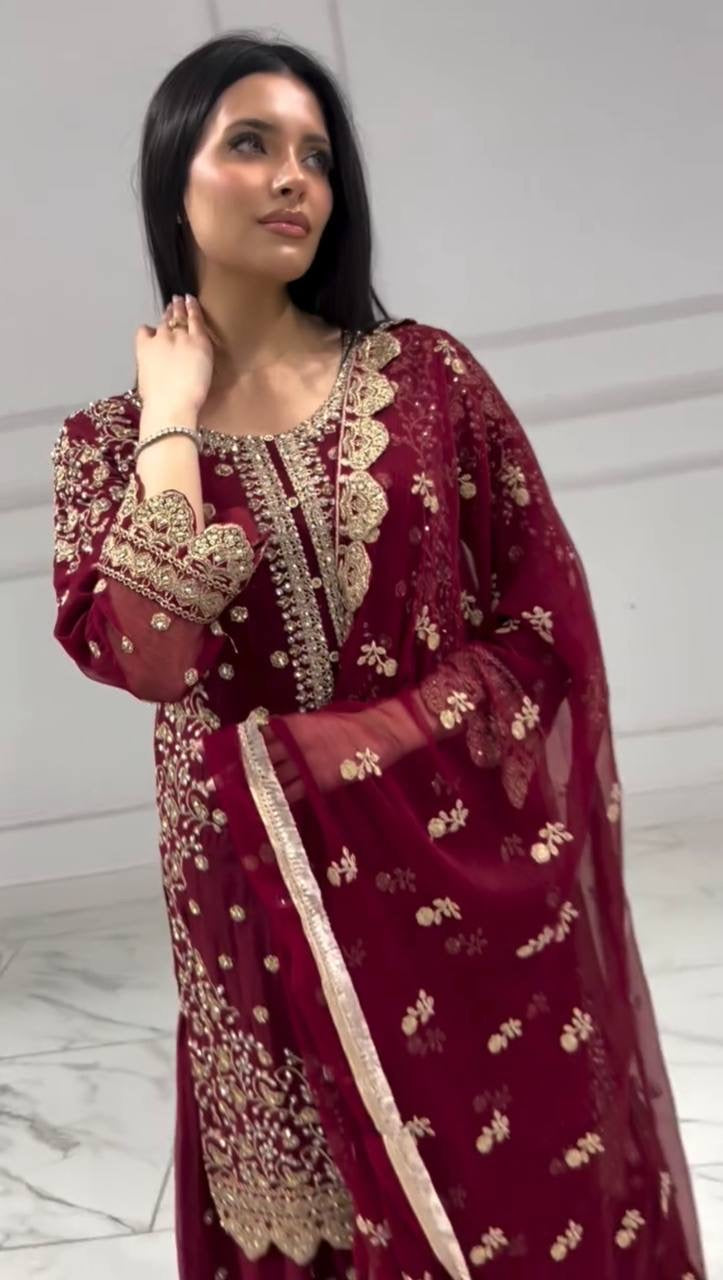 Rangreet|  Heavy Embroidery And Sequence Work With Cut Work  | LUXURYEMPORIUM