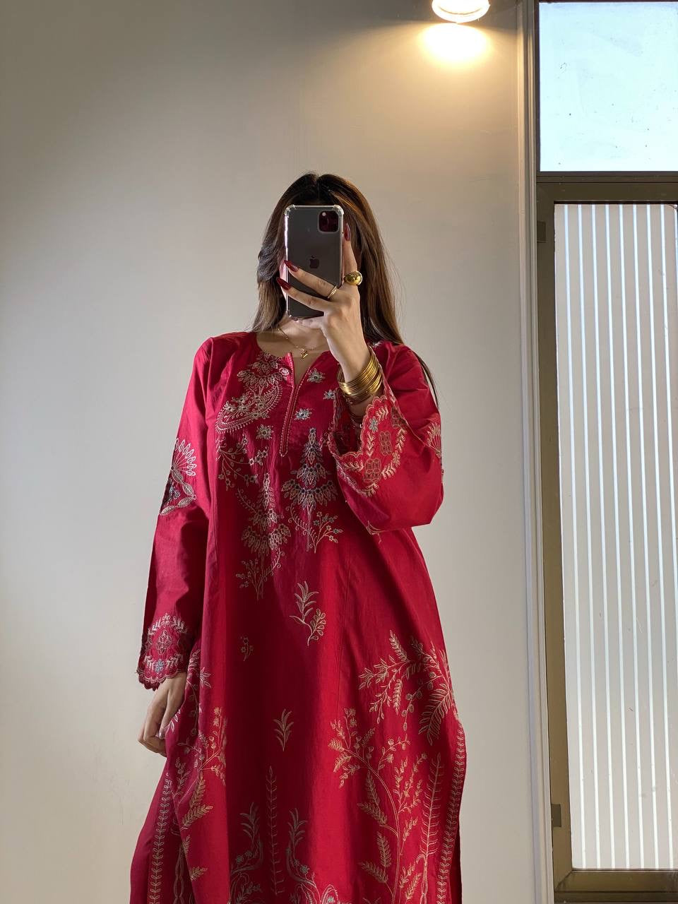 Mul Chanderi Embroidered Palazzo Suit Set |  LUXURY EMPORIUM