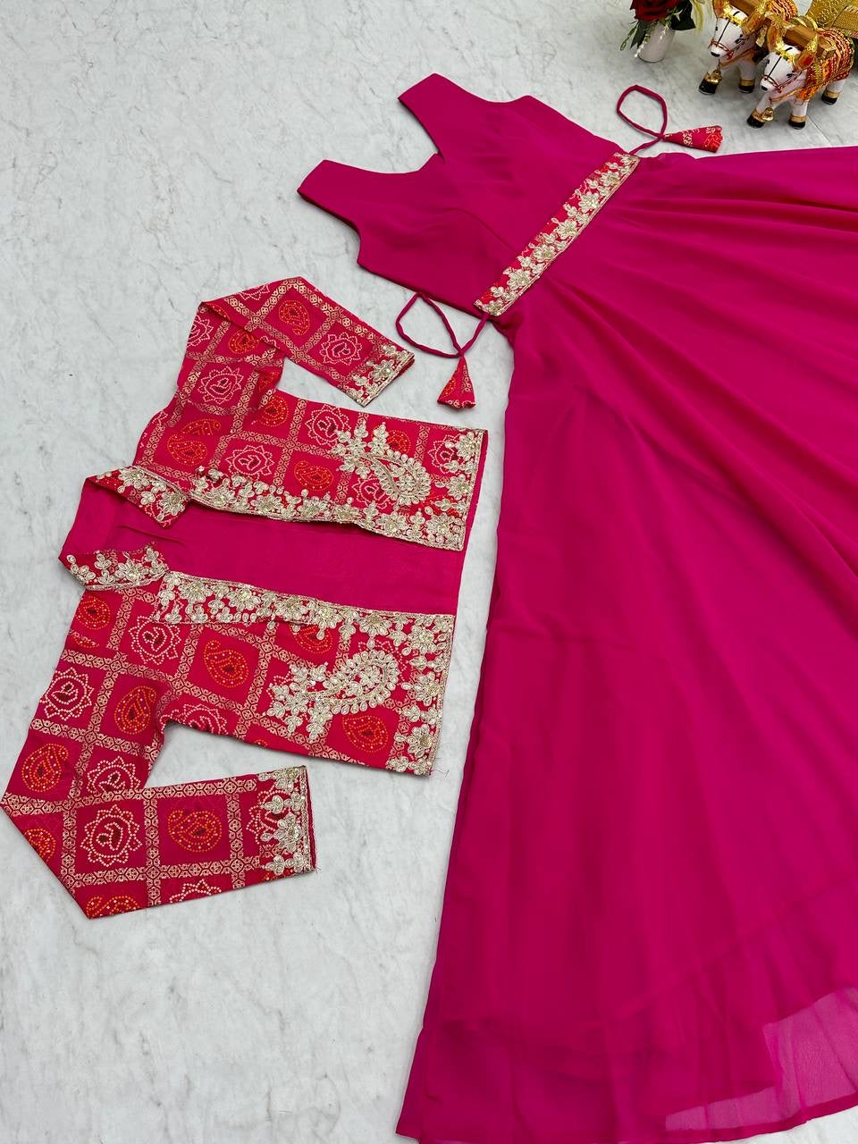 Bandhej Jacket & Long Gown|luxury Emporium