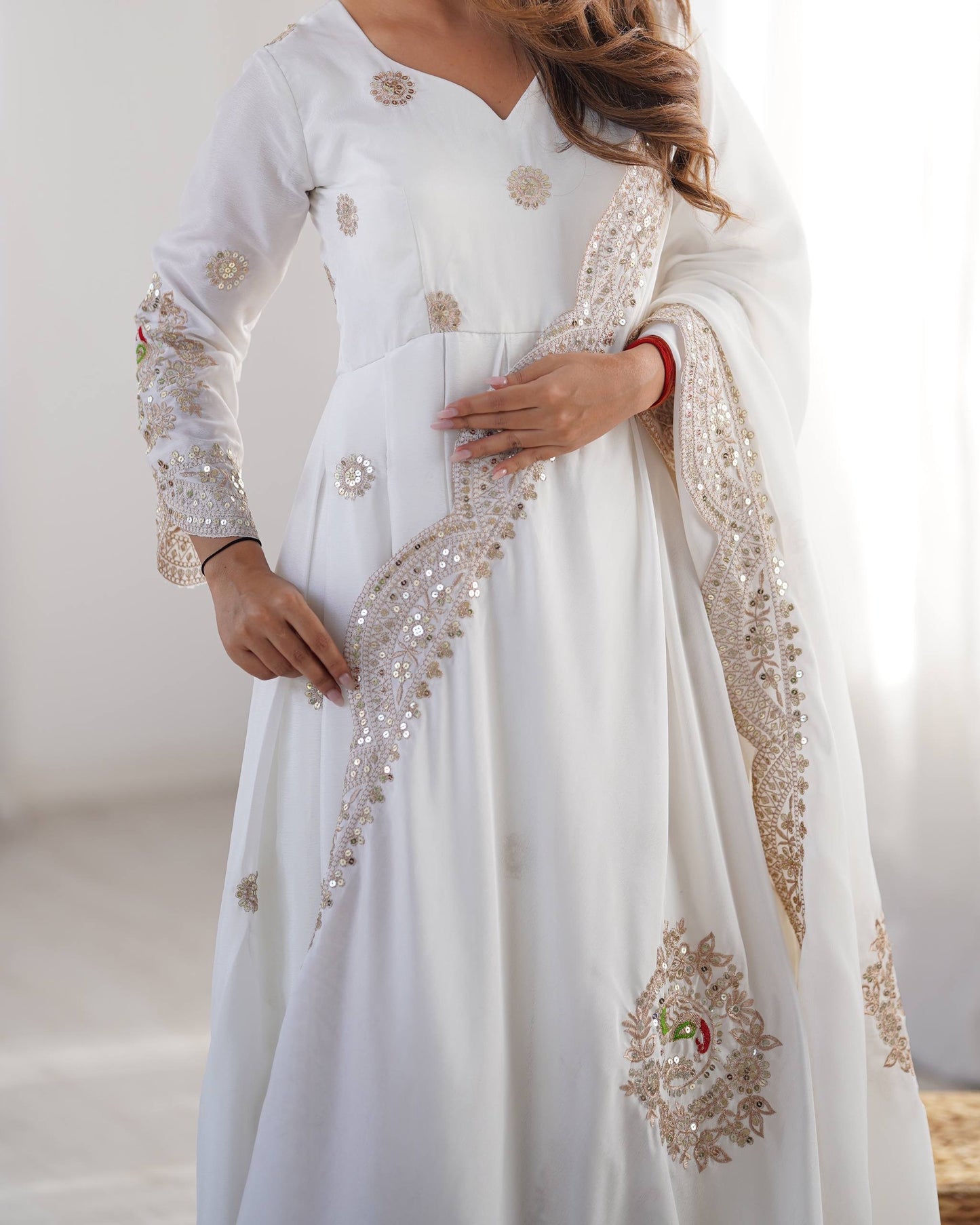 MASAKALI | LUXURYEMPORIUM |CHINON WITH EMBROIDERY  SEQUENCE DESIGN WORK
