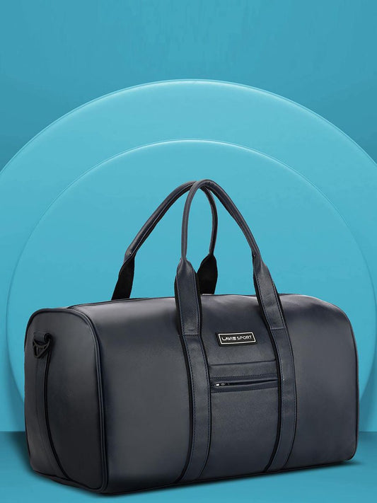 Lavie  Leather Unisex Duffle Bag (Navy) (M)| LUCKILY THE BEST ~ | gym bags