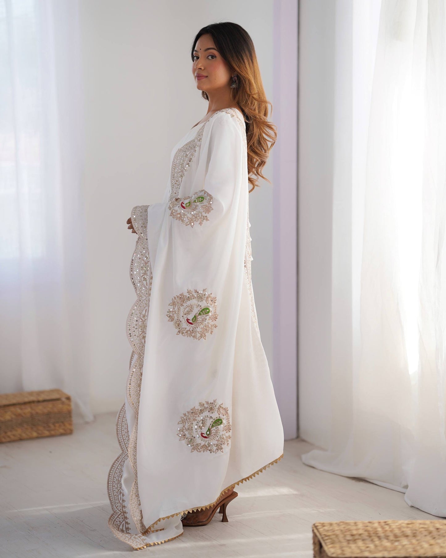 MASAKALI | LUXURYEMPORIUM |CHINON WITH EMBROIDERY  SEQUENCE DESIGN WORK