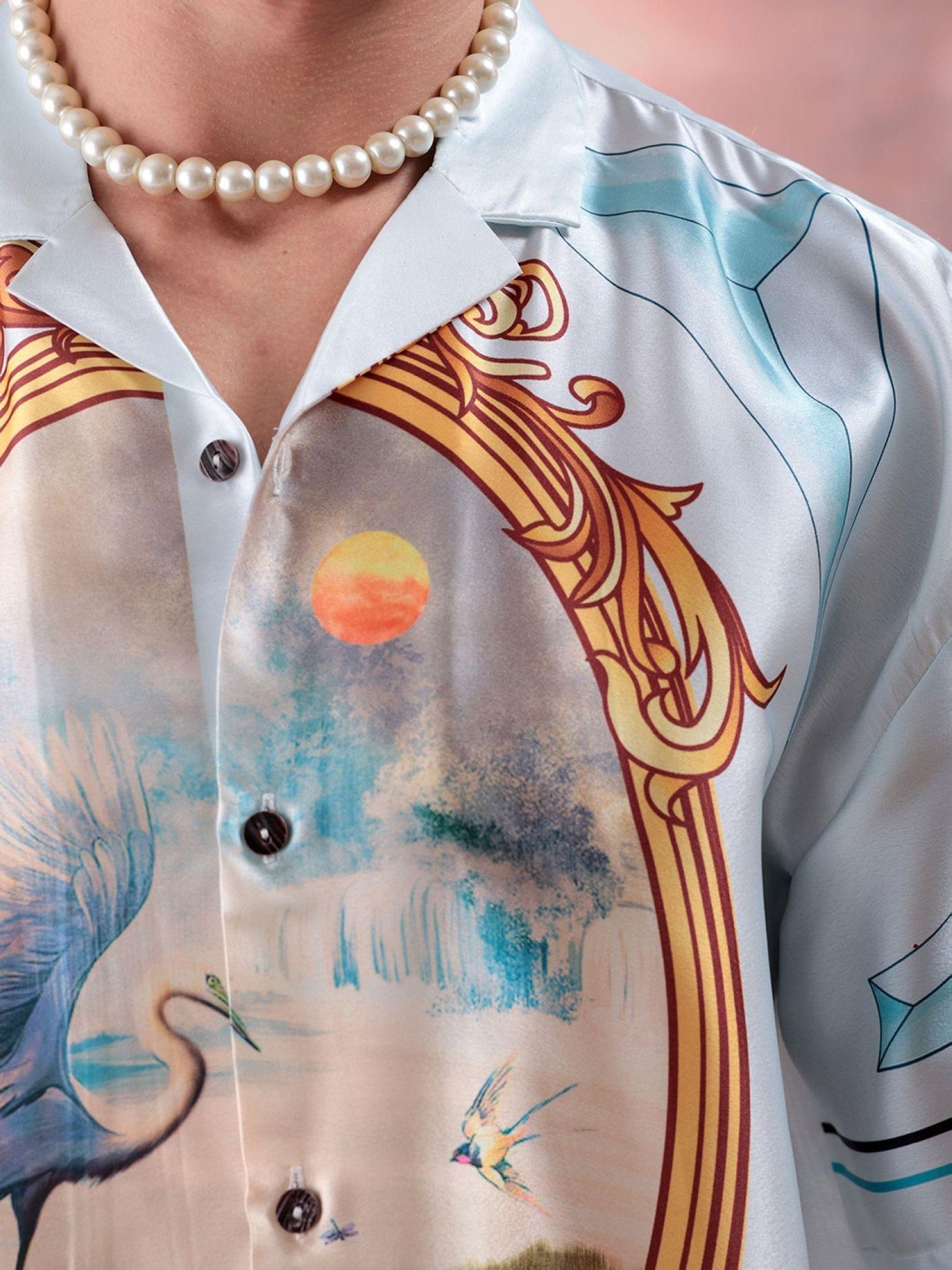 Men Border Print Half Sleeves Cuban Collar Shirt| PRINTED mens branded | Luxury Emporium |Roman print |