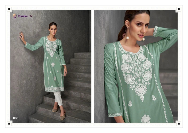 Vamika Nx Rooh Vol 7 Rayon Lakhnawi Kurti With Bottom Full Catalog Available At Wholesale Rate.