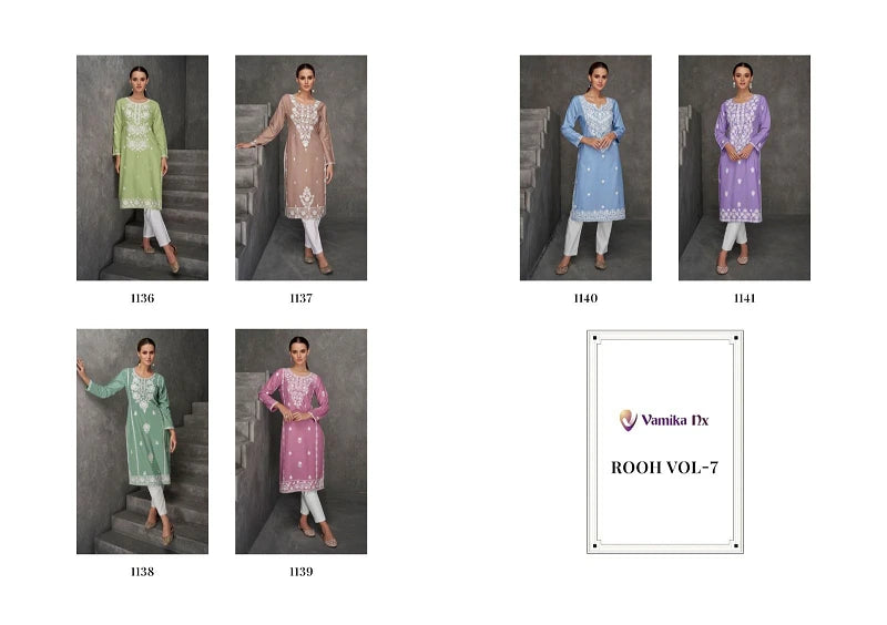 Vamika Nx Rooh Vol 7 Rayon Lakhnawi Kurti With Bottom Full Catalog Available At Wholesale Rate.