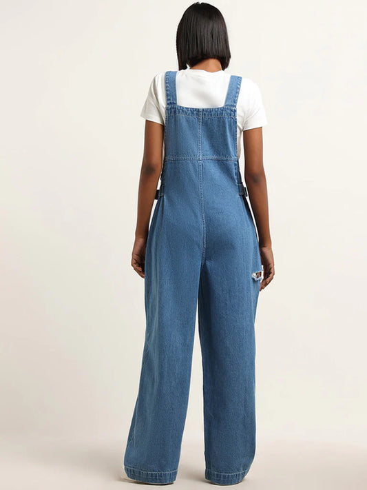 Blue Cotton Denim Jumpsuit