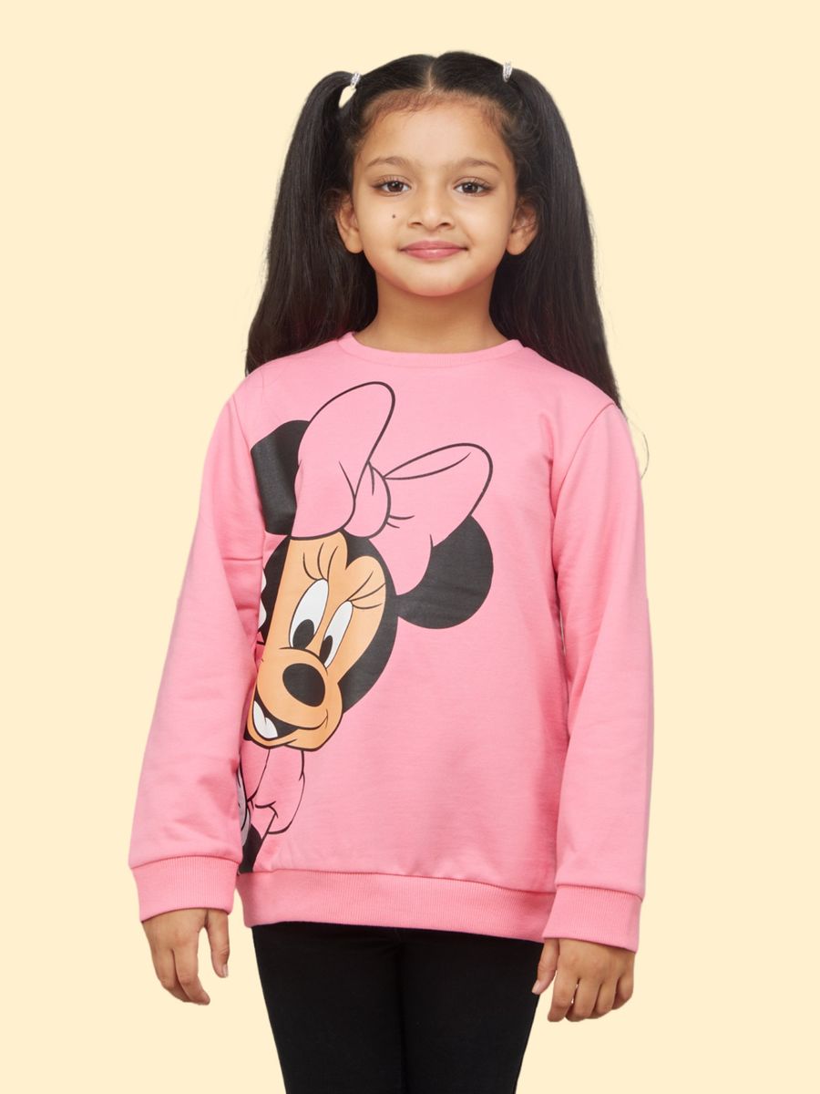 Pink Minnie Mouse Printed Full Sleeve Sweatshirts