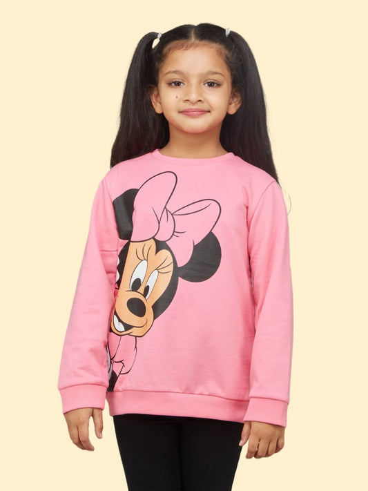 Pink Minnie Mouse Printed Full Sleeve Sweatshirts