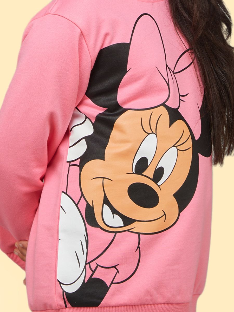 Pink Minnie Mouse Printed Full Sleeve Sweatshirts
