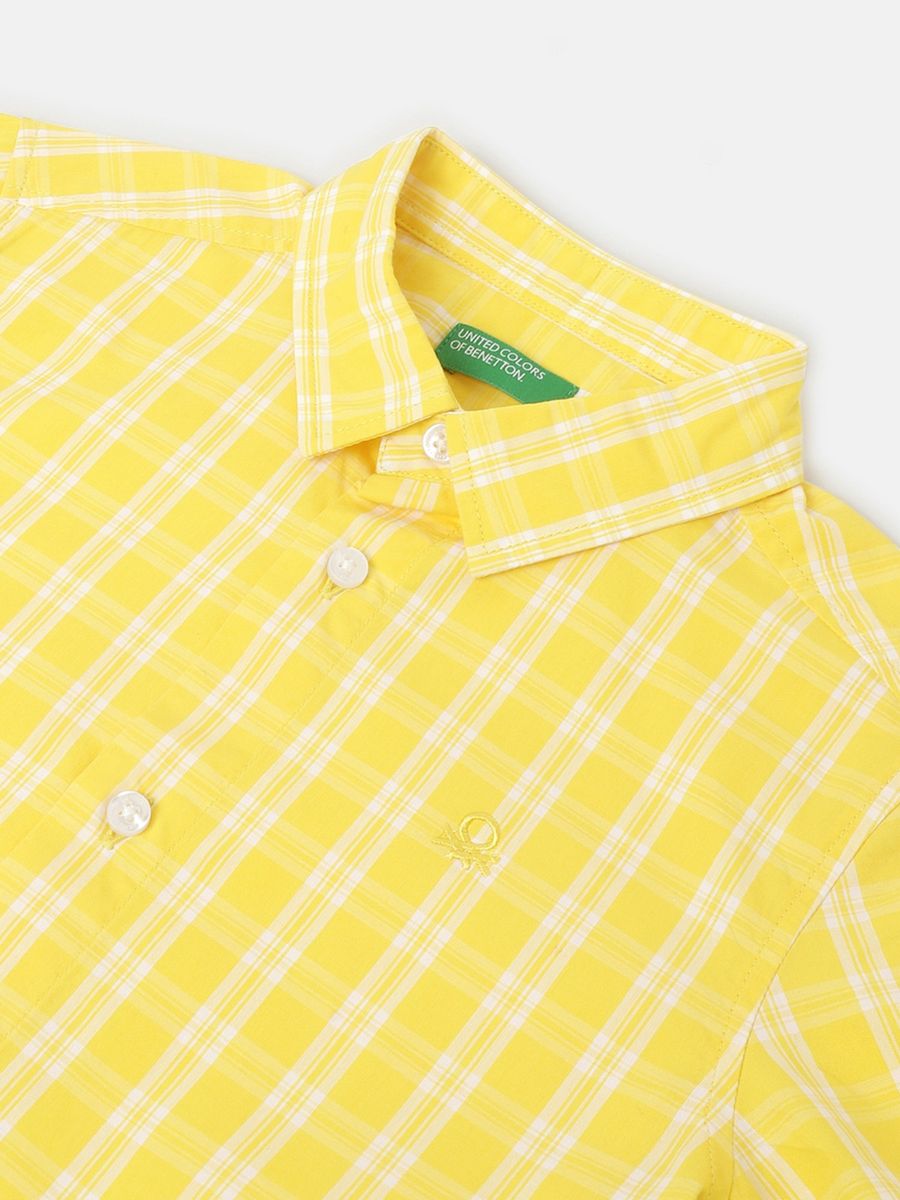 Regular Fit Spread Collar Checked Shirt