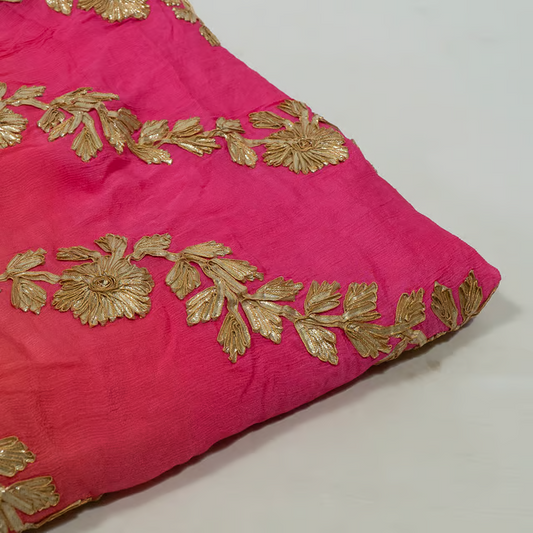Color Chinon Chiffon Embroidered Fabric