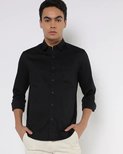Men Bedford Dobby Slim Fit Shirt with Patch Pocket
