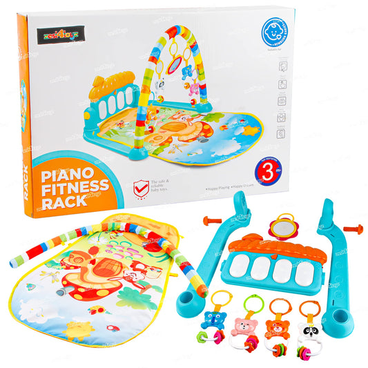 Baby Play Mat Gym & Fitness Rack with Hanging Rattles Lights & Musical Keyboard Mat Piano Multi-Function (Made in India)